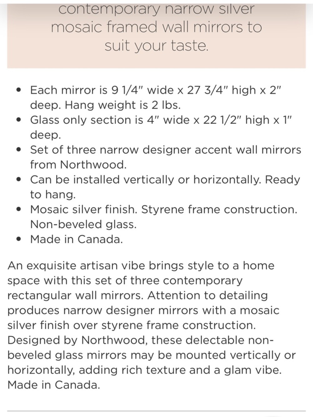 Silver Mosaic Framed Wall Mirror (Set of 3) - Picture 7 of 8
